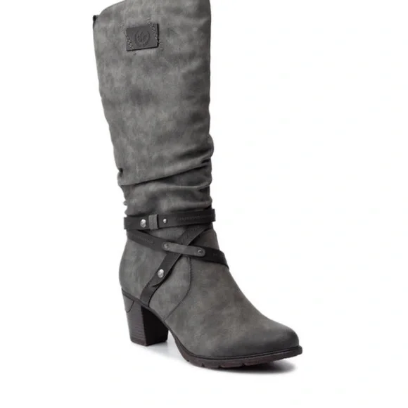 Gray Rieker Knee-High Women's Boots - Picture 1 of 11